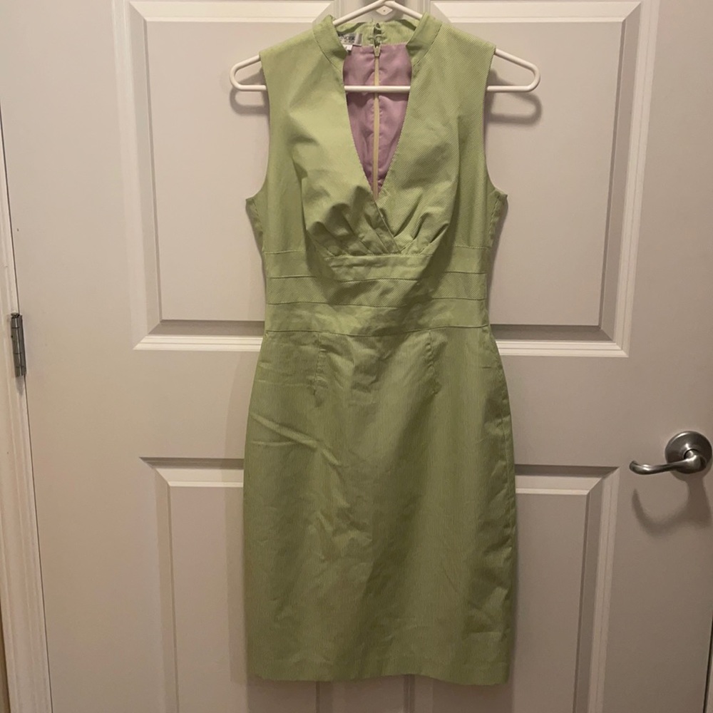 Green pinstriped dress (fully lined)